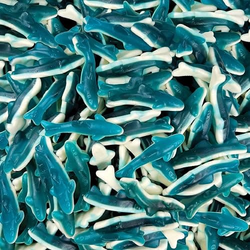 Blue Sharks Gummy Candy | 2 Pound Bag | Fruity Shark Gummies | Soft Chewy Gummy Fish for Parties, Candy Buffets, Themed Events | Blue Raspberry and Vanilla Flavors - Image 1
