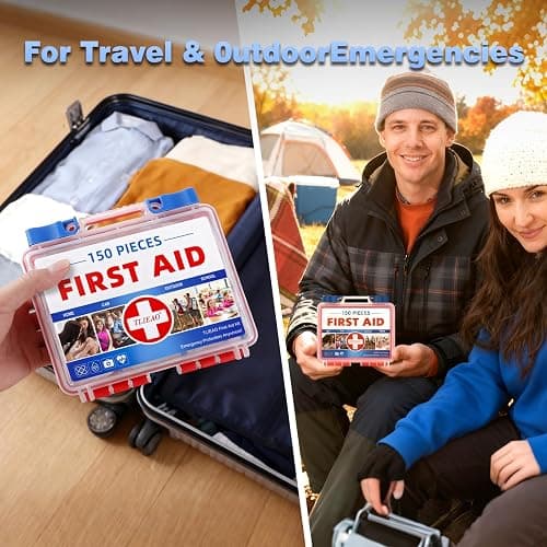 TLIEAO Mini First Aid Kit - 150 Pieces Emergency Medical Kit for Home, Car, Travel, Camping, Truck, Hiking, Sports, Office, Vehicle & Outdoor Emergencies thumbnail 7