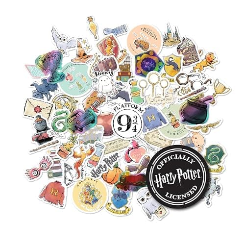 Conquest Harry Potter Watercolor Vinyl Stickers | Set of Unique Sticker Decals, 5 Holograms, Waterproof, UV & Scratch Resistant, Great for Gadgets, Officially Licensed 60-Pack - Image 1