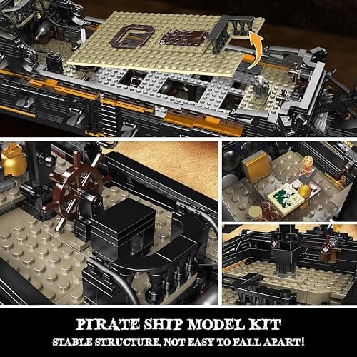 Mould King 13199 Pirates Ship Model Building Blocks Kits, MOC Large Black Pearl Sailboat Model Construction Set to Build, Gift for Age 14+/Adults Collections Enthusiasts (3180+ Pieces) thumbnail 6