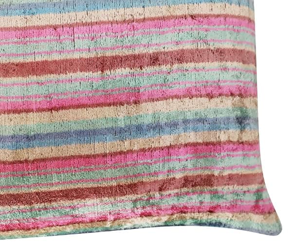 CANVELLO Handmade Velvet Decorative Pillow 16" x 24" | Premium Down Feather Fill, Earth-Tone Stripe Pattern, Hidden Zipper Closure thumbnail 3