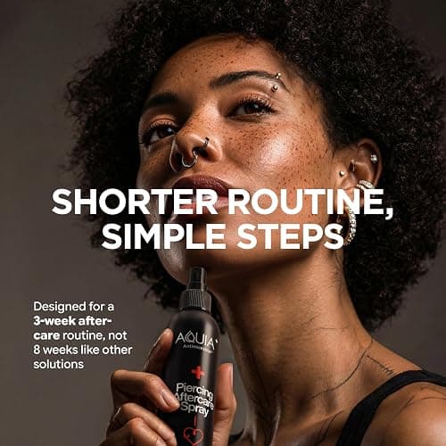 Piercing Aftercare Spray | Ear Piercing Cleaner | Sterile Saline Spray 8oz | Saline Solution for Piercings; Aftercare of Pierced Ear, Septum, Belly, Nose, Body; Pierce Cleaner Salt Mist Bump Solution thumbnail 2