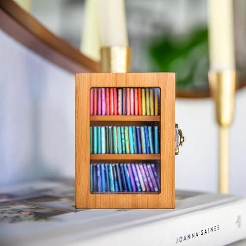 Luxicraft 2 Units Anxiety Bookshelf Ornament with 100 Unique Miniature Books-No Duplicate Titles-Wooden Pocket Library with Goodreads Mini Book Shelf Decor and Mental Health Calming Tool thumbnail 7