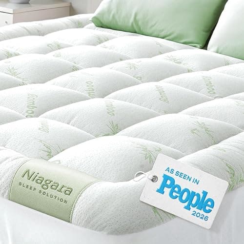 Niagara Sleep Solution Ultra Soft Queen Size Mattress Topper - Rayon Derived from Bamboo Pillow Top Mattress Pad for Back Pain Relief - Naturally Cooling for Hot Sleepers, Green - Image 1