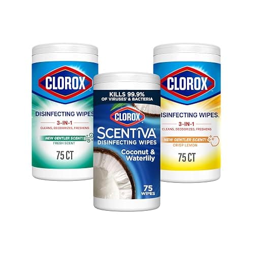 Clorox Disinfecting Cleaning Wipes, Bleach Free, Crisp Lemon, Fresh Scent, Scentiva Coconut and Waterlily, 75 Count Each (Package May Vary) - Image 1