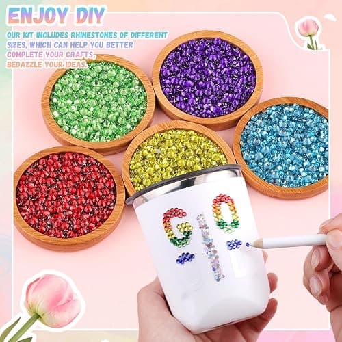 22000Pcs Resin Rhinestones for Bedazzling with 3Pcs B7000 Jewelry Glue, Multicolor 2/3/4mm Flatback Gems Rhinestones for Crafting, Clothing Tumblers Mugs Shoes Fabric Decor Nail Art thumbnail 3