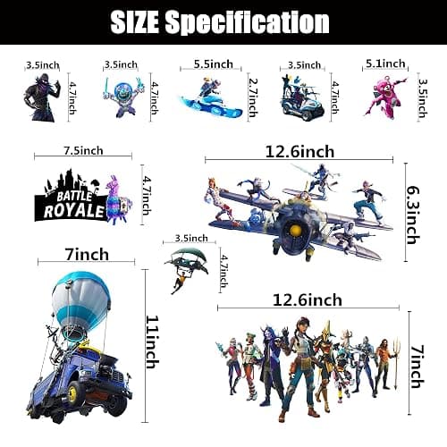 Battle Royale Video Game Themed Bedroom Wall Stickers 10Pcs/Sheet for Teen Boys Room Decoration,Where We Droppin Boys Bedroom Wall Decals,Wall Decor for Kids,Waterproof Game Stickers for Laptop thumbnail 2