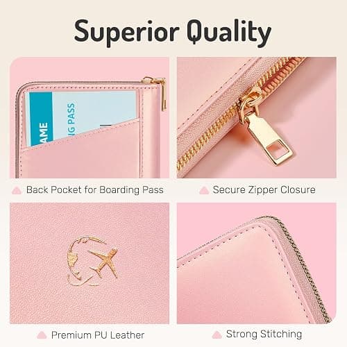 Forvencer Safe Zipper Passport Holder Cover, Passport Wallet for Travel | Cute RFID Blocking Passport Book, Waterproof Travel Accessories for Women, Light Blue thumbnail 6