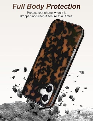 Jusy Magnetic Brown Tortoise Shell Phone Case for iPhone 15,Yellow | Compatible with MagSafe,Cute Aesthetic Cheetah Leopard Design,TPU and PC Protective Shockproof Cover thumbnail 2