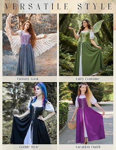 Scarlet Darkness Renaissance Costume Women Medieval Corset Dress Puff Sleeve Fairy Dress thumbnail 6