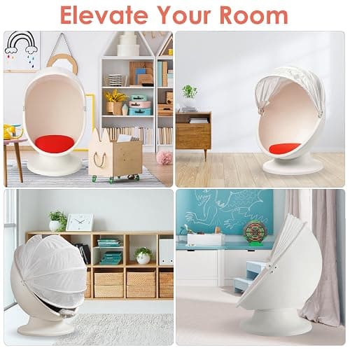 home stuff Swivel Chair White/Red Spinning Chair for Kids Sensory for Improving Physical Coordination with Non Slip Sitting and More Safer and Ideal Companion for Autism Children, Medium thumbnail 6