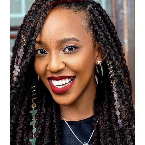 FRDTLUTHW Colored Natural Stone Pendant Hair Jewelry for Braids, Crystal Dreadlock Accessories for Women(pack of 6) thumbnail 2