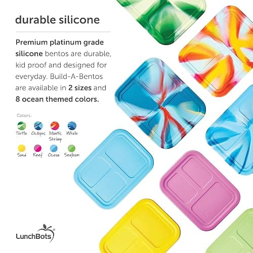 LunchBots Build -a- Bento Lunch Box, Silicone Bento Box for Kids, Multi-Compartment Lunch Container, Oven & Dishwasher Safe, BPA Free, 28 oz - Yellow - Solid Yellow thumbnail 4