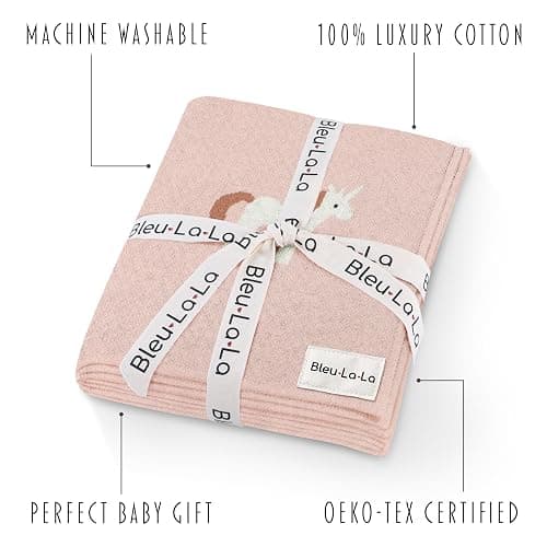 Bleu La La Baby Swaddle Blanket for Girls 100% Cotton Buttery Soft Cozy Receiving Swaddle Crib Stroller Blanket for Shower Gift Registry for Newborns, Infants, Toddlers (Unicorn - Pink) thumbnail 5