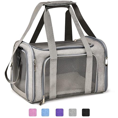 Henkelion Cat Carriers Dog Carrier Pet Carrier For Small / Medium Cats Dogs Puppies (Up To 15lbs), TSA Airline Approved Small Dog Carrier Soft Sided, Collapsible Waterproof Travel Puppy Carrier - Grey - Image 1