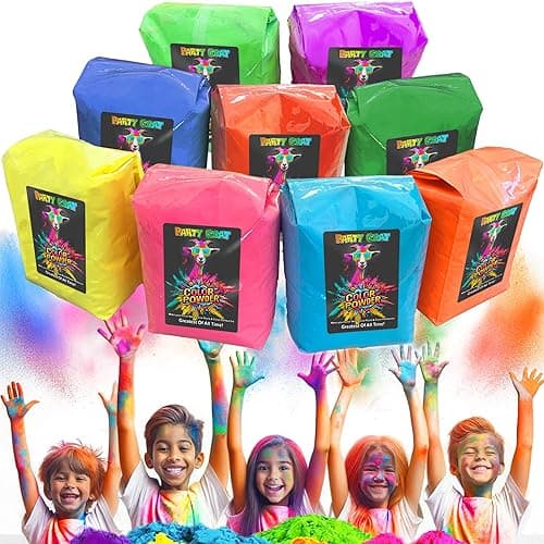 Color Run Powder. Bulk Pack. 3 Lbs Each. Non Toxic Holi Colored Powder for Color Wars, Festivals & Summer Camp Parties. 27Lb, 9 Packets.