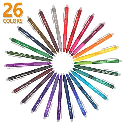 Lineon Erasable Gel Pens, 26 Colors Retractable Erasable Pens Clicker, Fine Point, Make Mistakes Disappear, Assorted Color Inks for Drawing Writing Planner and Crossword Puzzles thumbnail 3
