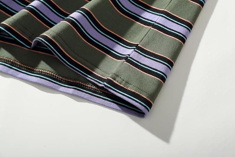 KLIEGOU Men's Fashion Loose Fit Crewneck Stripe T-Shirt thumbnail 6