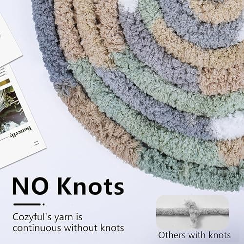 Cozyful Chunky Yarn for Hand Knitting - #10 Chunky Chenille Blanket Yarn, Jumbo Big Thick Chunky Yarns for Crocheting, Tie Dye Bulky Knit Yarns, 8 Skein (25 yds 8 oz Each Skein), Cream&Sage&Grey&Khaki thumbnail 5