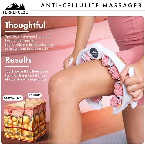 Terrepulse Anti Cellulite Roller & Lymphatic Drainage Massager | Deep Tissue Fascia Blaster & Muscle Roller | Tool for Sore Arms, Legs, Neck, Shoulders, Stomach & Buttocks (Pink) thumbnail 3