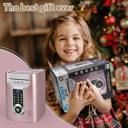 Refasy Touchscreen Piggy Bank ATM Bank Toy for Kids Age 3-12, Electronic Money Bank Coin Bank with Music Kids Safe Birthday Xmas Gifts Toys for 3 4 5 6 7 8 9 10 11 12 Year Old Boys Girls (Rose Gold) thumbnail 7