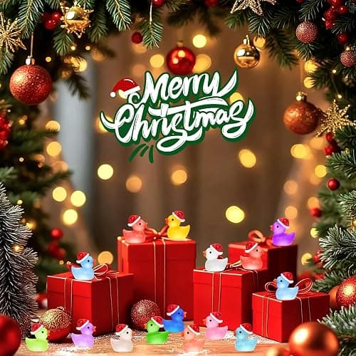 120Pcs Luminous Christmas Mini Resin Duck 14 Colors Glow in The Dark Small Duck Figurines for Miniature Christmas Decor Aquarium Ornament Dollhouse Decoration DIY Slime Craft Kit Birthday Party Favors thumbnail 7