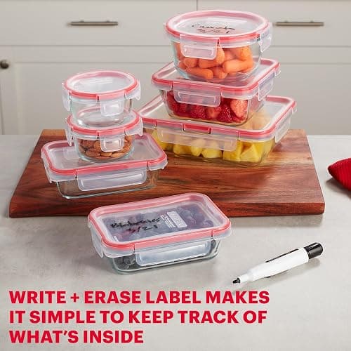 Pyrex Freshlock (7-Pack) Glass Food Storage Containers Set, (1, 2, 4 Cups) Airtight & Leakproof Plastic Locking Lids BPA-Free, Meal Prep Containers Set, Freezer Dishwasher Microwave Safe thumbnail 5