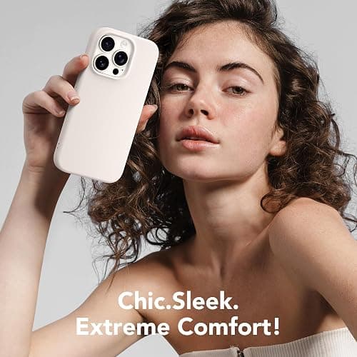 GONEZ Magnetic for iPhone 15 Pro Case, Compatible with MagSafe, [Screen Protector + Camera Lens Protector], Silicone Shockproof Anti-Scratch Protective Phone Case 6.1 inch, Stone thumbnail 9