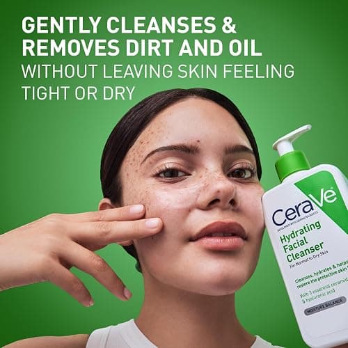CeraVe Hydrating Facial Cleanser, Moisturizing Face Wash For Dry Skin, Hyaluronic Acid + Ceramides + Glycerin, Hydrating Cleanser For Normal To Dry Skin, National Eczema Association Certified thumbnail 2