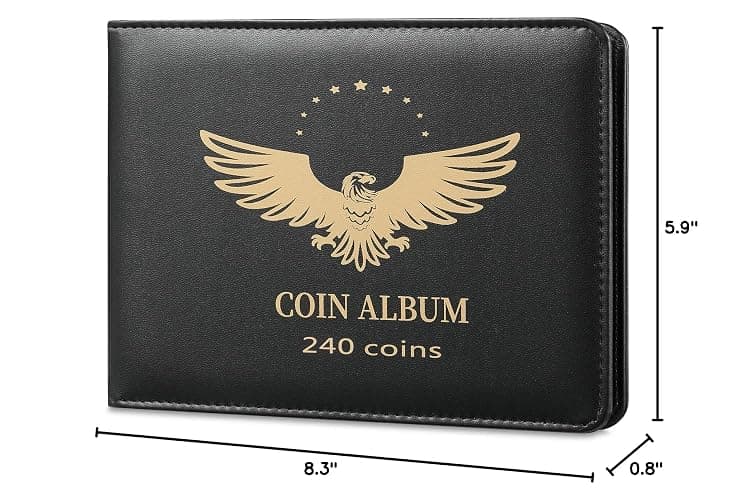 Coin Collection Holder Book for Collectors, PVC FREE, 240 Pockets Collecting Storage Album Organizer Supplies for Dime,Cent,Nickel,Quarter (240 Pockets) thumbnail 3