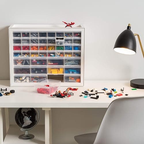 IRIS USA 44-Drawer Small Parts Storage Cabinet, Crafts, Made in USA, White | Wall-mountable, Stackable, Building Bricks, Screws, Nuts & Bolts, Hardware, Garage Tool Storage thumbnail 2