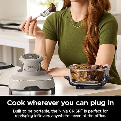 Ninja Crispi Air Fryer, Microwave, Freezer & Dishwasher Safe, Non Toxic Glass Portable Cooking System, 4 QT & 6 Cup Glass Containers with Storage Lids, Easy Meals, Air Fry, Bake, Stone, FN101ST - Stone thumbnail 10