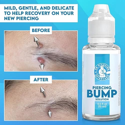 DR. PIERCING AFTERCARE Keloid Bump Solution Drops 15mL - Gentle Saline Formula with Provitamin B5 for Bump Care - Nose Ear Belly Lip Aftercare Cleaner (15 mL, 2-Pack) thumbnail 2