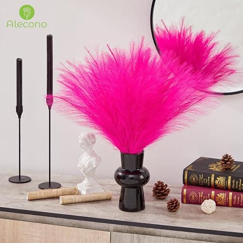 Alecono Hot Pink Pampas Grass 17in 𝟯𝟬𝙋𝙘𝙨, Artificial Faux Fluffy Pampas Grass Decor for Home Wedding Centerpieces Party thumbnail 7