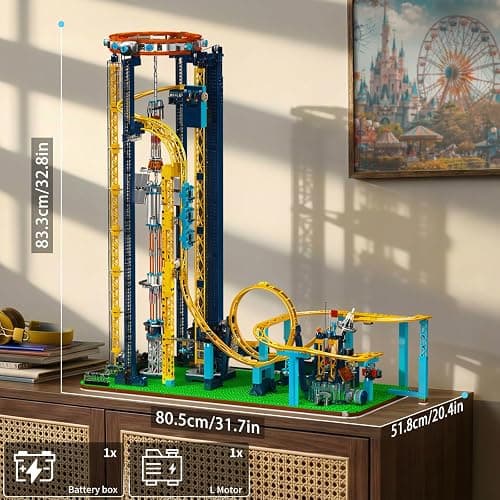 Mould King Loop Coaster Building Kit, Large Amusement Park Roller Coaster Model Set with Passenger Train and Motors, Creative Gift for Adults, 3118 PCS thumbnail 3