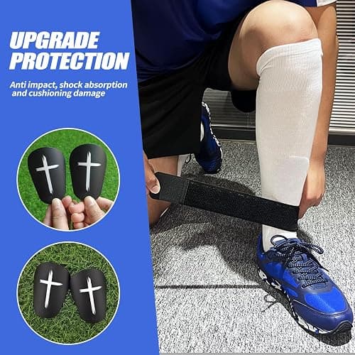 Mini Soccer Shin Guards, 2 Pairs - Extra Small, Fixed Straps, Calf Protection thumbnail 6