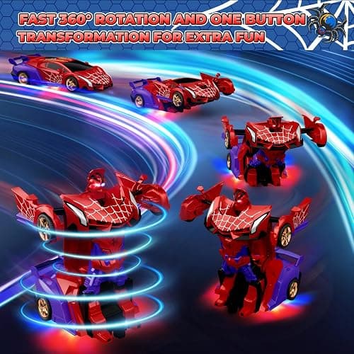 Spider Transform RC Cars Toys with Eye & Underbody Lights, 2.4GHz Remote Control Car One-Button Deformation, Fast 360°Rotation Robot Toys Birthday Gifts for 3 4 5 6 7 8 9 10 Year Old Boys Age 4-7 8-12 thumbnail 4