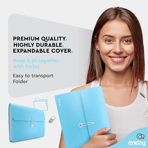 Accordion File Organizer 13 Pocket Expanding File Folder with Labels, Accordion File Organizer Letter Size Letter A4 Paper for Receipts, Bills and Documents 13" x 9.5” –by Enday - 13 POCKET - Blue thumbnail 3