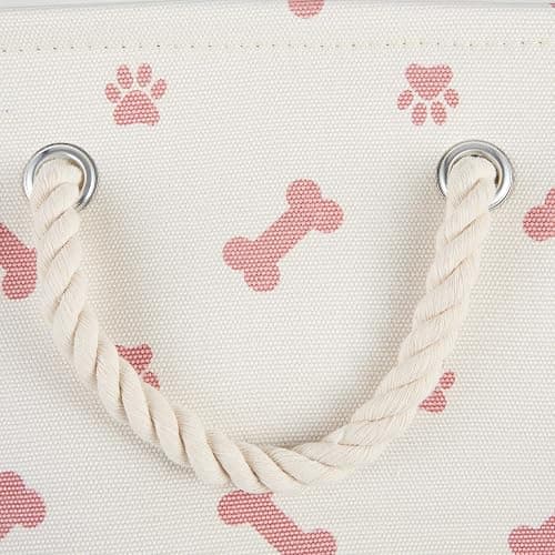 Bone Dry Pet Storage Collection Paw and Bone Print, Small Rectangle, 14x8x9", Rose thumbnail 6