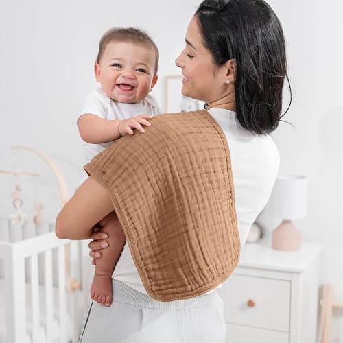 Comfy Cubs Muslin Burp Cloths 20" x 10", Pack of 10 - Large, 6-Layer, Ultra Absorbent 100% Cotton for Baby Drool and Messes - Soft, Safe & Gentle Baby Burp Cloths for Boys & Girls - Multi thumbnail 2