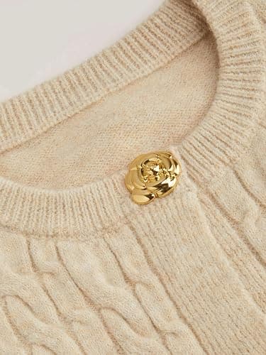 CIDER Sleeveless Knit Cardigan Sweater Women Crew Neck Casual Rose Button Cable Knit Vest thumbnail 2