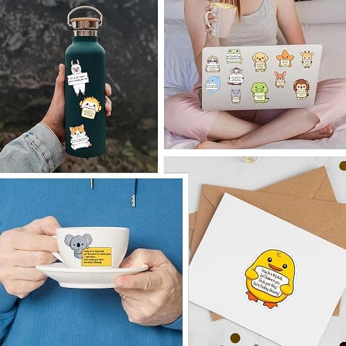 100PCS Emotional Support Animal Stickers by Puraesla– Affirmation Sticker Pack for Adults or Kids Cute Inspirational Buddies for Water Bottles, Laptops, Phones, Positive Quote Vinyl thumbnail 9