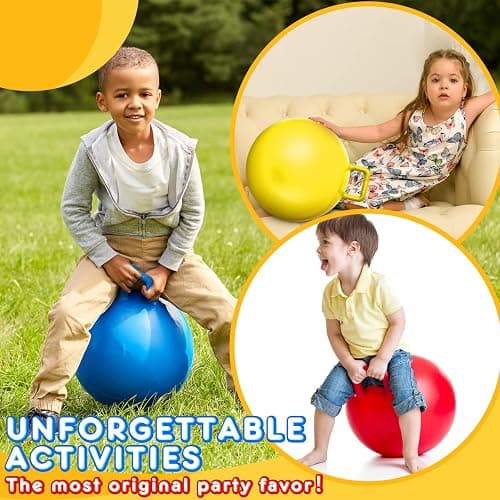 Lewtemi 3 Pcs Hopper Ball, 22", Red, Blue, Yellow | Hippity Hop Balls with Air Pump, Indoor Outdoor Games, Balance Sports Exercise, Fun Hopping Gifts, for Kids Children Adults thumbnail 6