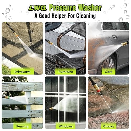 Electric Pressure Washer, 2.5 GPM Power Washer with 4 Quick Connect Nozzles, High Pressure Cleaning Machine with Foam Cannon for Cars/Fences/Driveways/Patios/Home Cleaning (Green) - Green thumbnail 4