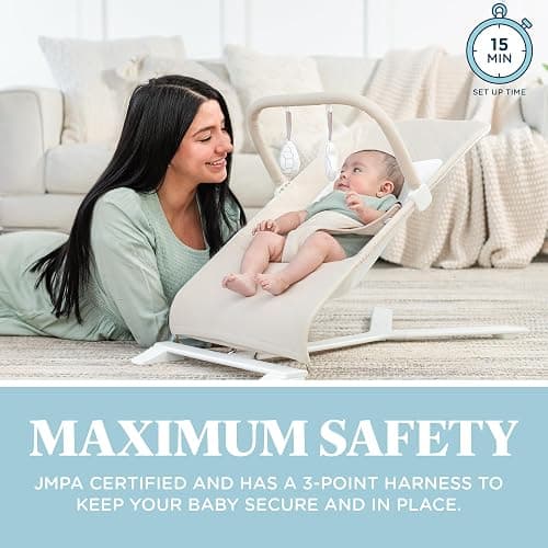 Portable Bouncer, 100% GOTS Certified Cotton Fabrics, Organic Oat thumbnail 5