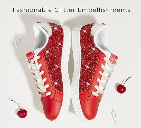 LUCKY STEP Women's Fashion Star Sneaker Lace Up Low Top Comfortable Cushioned Walking Shoes thumbnail 3