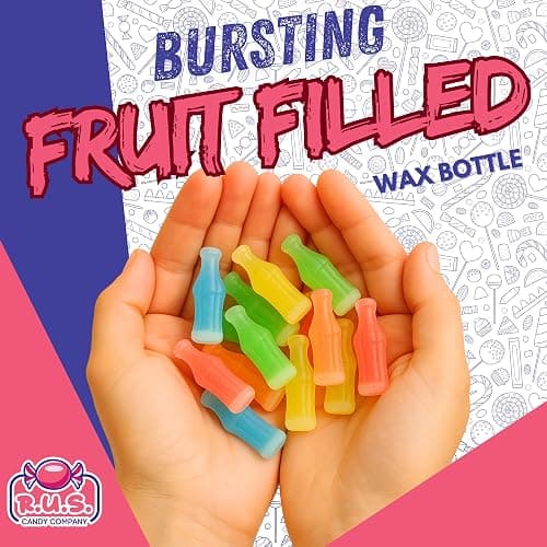 Old-Fashioned Wax Bottle Candy – 1/2 Lbs Bulk Pack – 5 Fruity Flavors (Lemon, Blue Raspberry, Orange, Cherry, Green Apple) – Retro Candy Drinks for Parties, Kids, and Nostalgic 90's Buffet (Half Pound) thumbnail 7