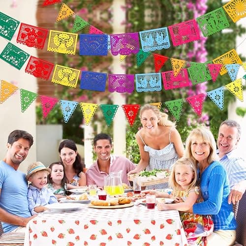 Qpout 4Pack Mexican Party Decorations Banners Felt Dia De Los Muertos Garland Colorful Mexican Fiesta Papel Picado Banner for Fiesta Birthday Baby Shower Party Decorations Indoor Outdoor Decor thumbnail 2