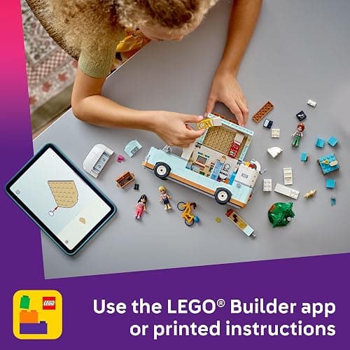 LEGO Friends Friendship Camper Van Adventure Toy Building Set - Pretend Play Set for Kids, Girls and Boys, Ages 7+ - Gift Idea for Birthday - with 3 Minidolls and Ferret Figure - 42663 thumbnail 6