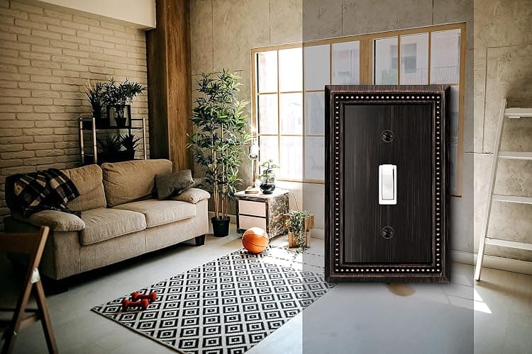 Henne Bery Sunken Pearls Heavy Duty Decorative Wall Plate Switch Plate Outlet Cover (Single Toggle, 2 Pack, Aged Bronze) thumbnail 2